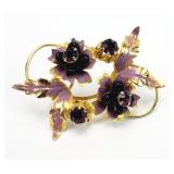 Vtg. Floral Amethyst Colored Brooch Austria