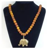 24" Sarah Coventry Amber Beaded Elephant Necklace