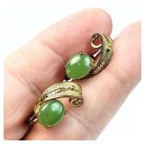 Sorrento Sterling Silver Gold Tone Jade Earrings