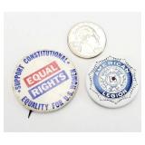 Vtg. Equal Rights, American Legion Pinback Buttons