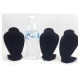 3pc Black Velvet Small Necklace Display Stands