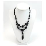15" Black Glass Beaded Necklace
