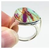 Turquoise Sterling Silver Sz 8.25 RING 10.53 grams