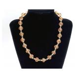 17" Pink, Black Glass Beaded Necklace