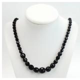 24" Black Glass Ball Beaded Necklace