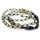 27" Smoky Quartz Glass Beaded Necklace