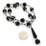 18" Black, Clear Glass Beaded Necklace