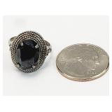 Sterling Silver Black ONYX Gemstone RING