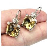 Judith Ripka Sterling Silver Citrine Earrings
