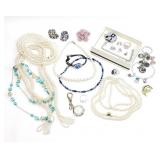 23pc Vtg. Costume Jewelry Necklace, Rings +