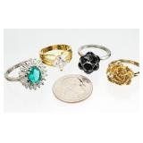 4 Silver & Gold Tone Costume Jewelry Sz. 9 RINGS