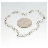 .925 Sterling Silver 8.5" Figaro Bracelet 8.24g
