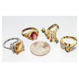 4 Silver & Gold Tone Costume Jewelry Sz. 8 RINGS