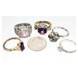 5 Silver & Gold Tone Costume Jewelry Sz. 9 RINGS