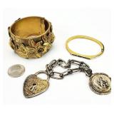 3pc Vtg. Bracelets Napoleon, Brass