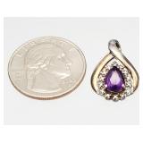 .925 Sterling Silver Amythest Gemstone Pendant