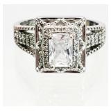.925 Sterling Silver Size 8 Faux Diamond RING