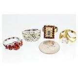 4 Silver & Gold Tone Costume Jewelry Sz. 7.5 RINGS