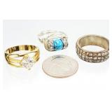 3 Silver & Gold Tone Costume Jewelry RINGS