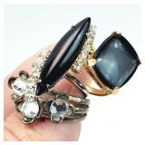 3 Costume Jewelry Rings, Black Onyx Size 6