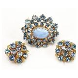 Vtg. 3pc Signed AUSTRIA Brooch Earrings Set