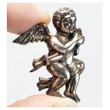 Vtg. Unmarked Sterling Silver Cherub Pend. Brooch
