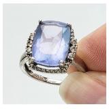 Sterling Silver .925 Ceylon Sapphire Ring 5.24g
