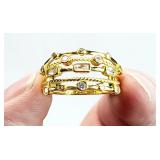 .925 Sterling Silver GOLD Tone Ring, Size 9.25
