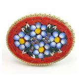 Vtg. Italian Mosaic Millefiori Floral Brooch