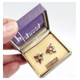 Vtg. 14K GOLD Post B. DAVID Iridescent Earrings