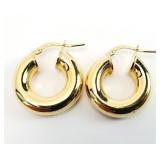 18K GOLD Plate Italy Hoop, Loop Earrings