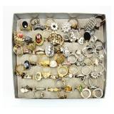 65+ Vtg. Costume Jewelry Rings