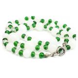 Vtg. 16" Green, White Glass Beaded Necklace