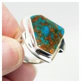 Turquoise, Sterling Silver Sz 8, RING 16.05 grams