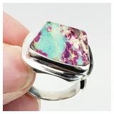 Turquoise Sterling Silver Sz 8.25 RING 10.03 grams