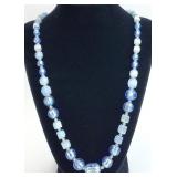 20" Blue Glass Beaded Necklace, 1/20 14K GF Clasp
