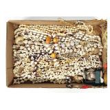 Beach Jewelry Box Lot, Shell Necklaces, Earrings