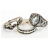 3) Sterling Silver .925 Ladies Rings 10.69grams