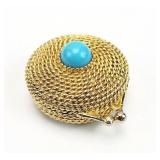 Vtg Estee Lauder Gold Tone Turquoise Stone Compact