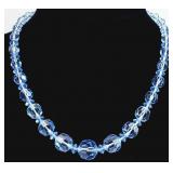 17" Blue Glass Ball Beaded Necklace