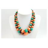 14" Multi Color Lucite 2 Strand Beaded Necklace