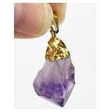 Raw Amethyst Crystal Gemstone Necklace Pendant