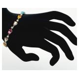 7" B. David Multi Color Gemstone, Pearl Bracelet
