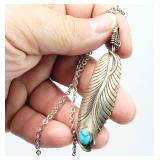 .925 Sterling Silver Feather Necklace 12.95 grams