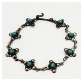 Vtg. Unmarked Sterling Silver Turquoise Bracelet