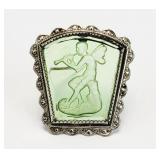 Antique Reverse Etched Intaglio Hermes Brooch