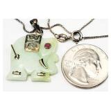 Sterling Silver Jade Elephant Necklace, Pendant