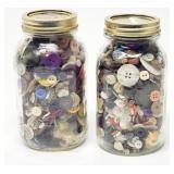 2 Ball Quart Jars Full of Vintage Buttons