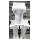 3pc White Ceramic Fern, Plant Stands, Pillars