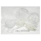Vtg 9pc Clear Glass Dishes, Platter, Bowls +